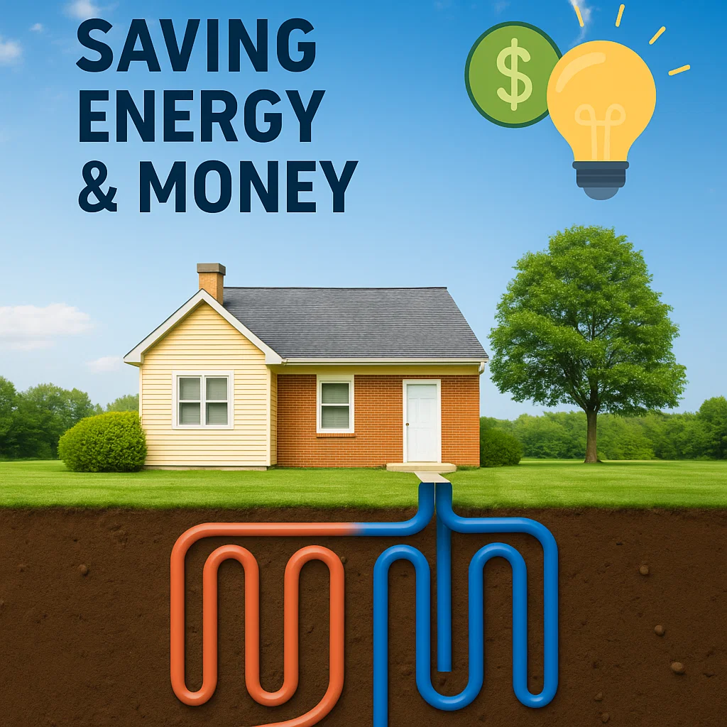 A house connected to ground sourced heating - saving money and energy